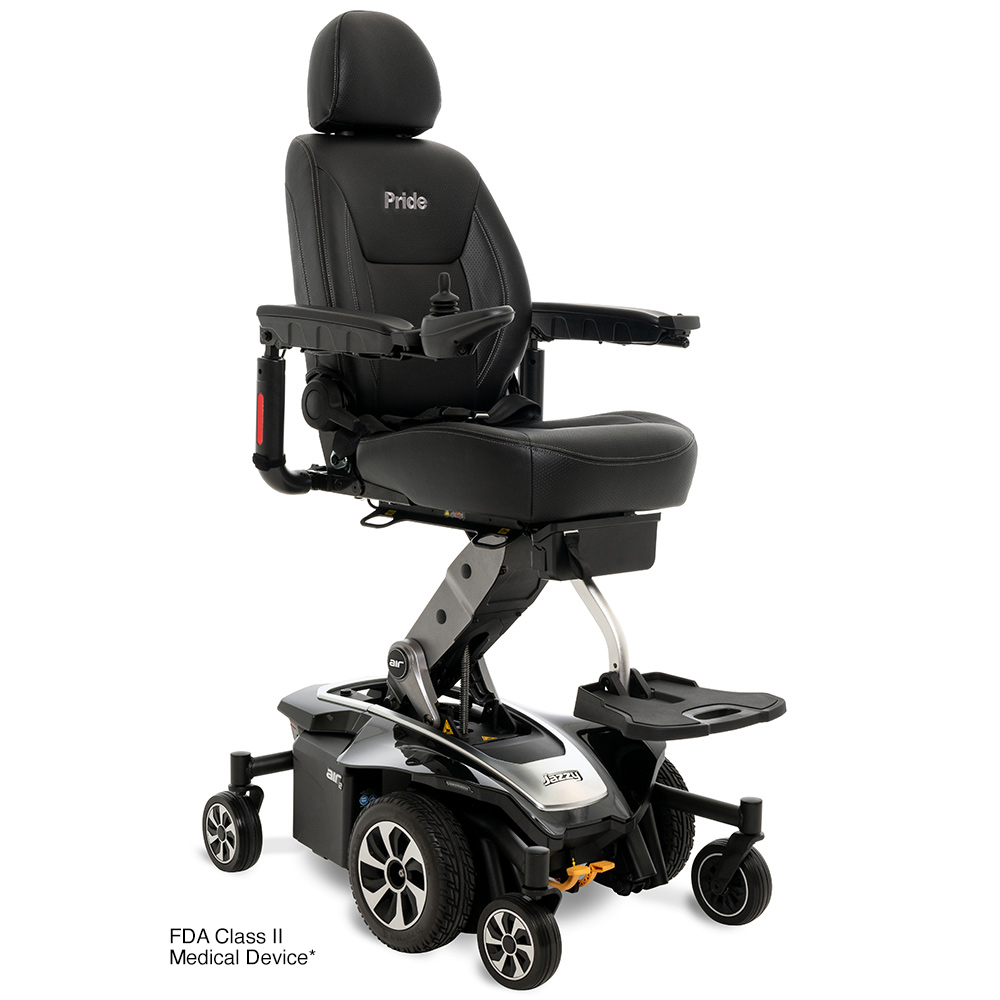 Pride Jazzy Air 2 elevating electric power wheelchair in black
