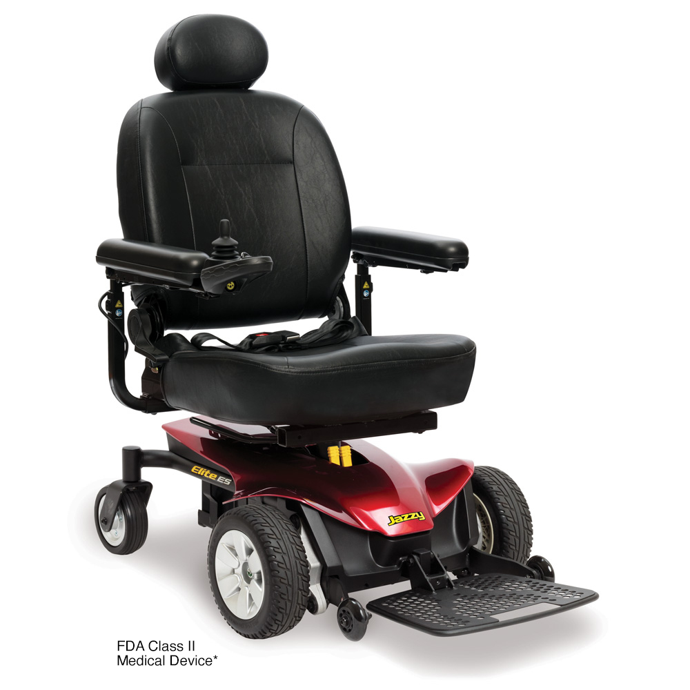 Jazzy Elite ES power wheelchair in candy apple red